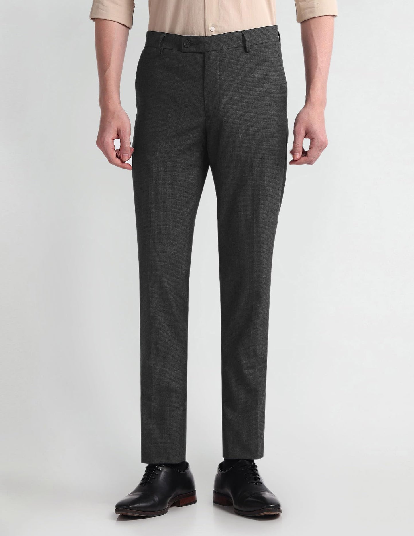 Arrow Men's Solid Polyester Formal Trouser