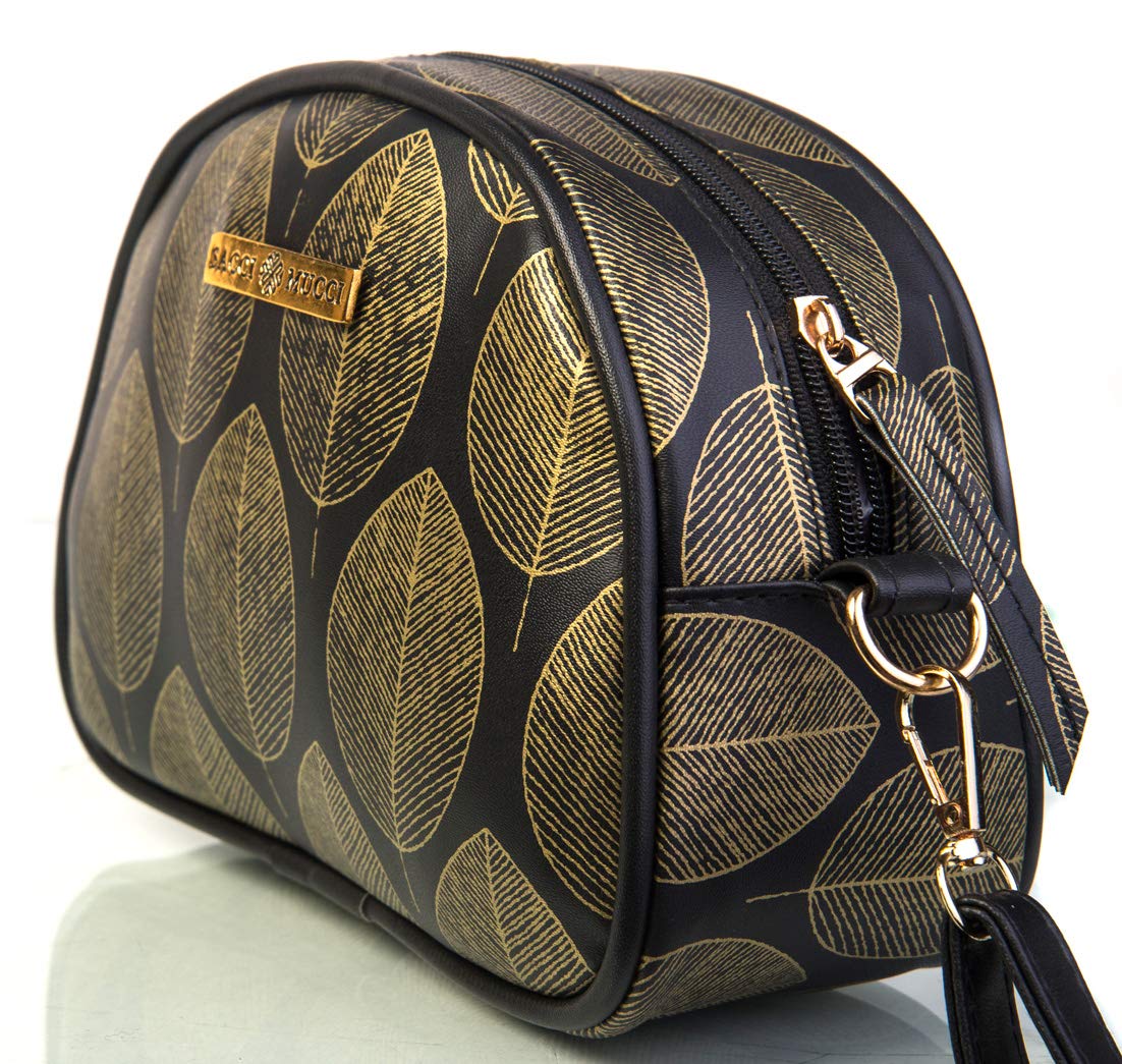 SACCI MUCCI Women's Sling Bag or Women's Cross-body Bags - Luxury Leaf (Black)