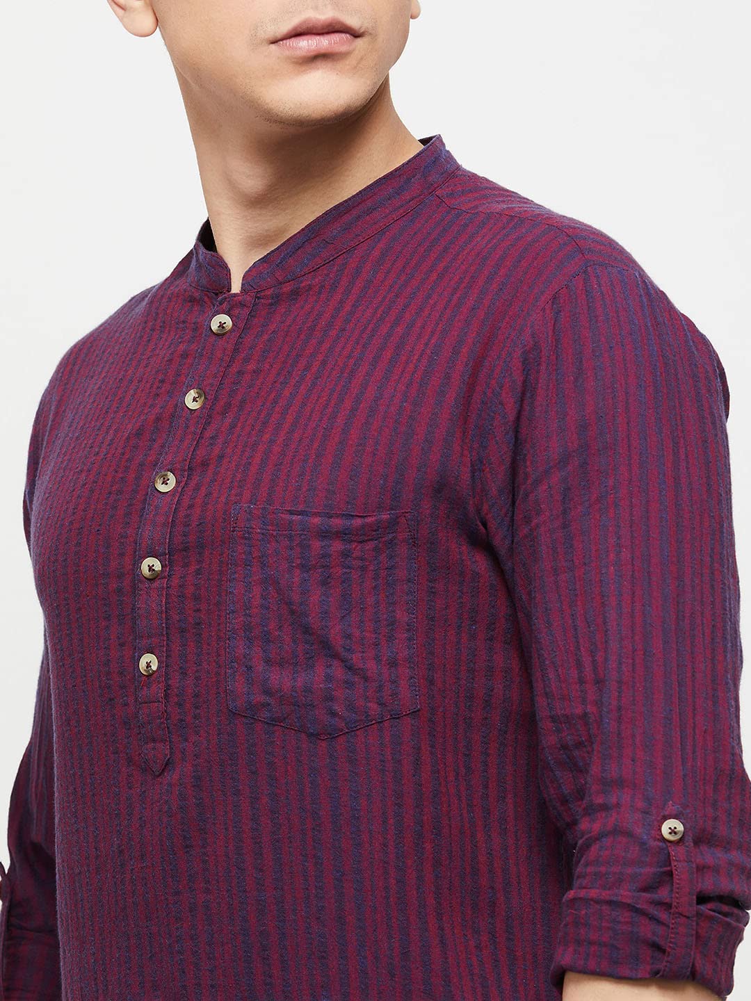 Max Men's Cotton Regular Fit Full Sleeves Short Regular Kurta (Fucstfs2290St_Maroon_S)