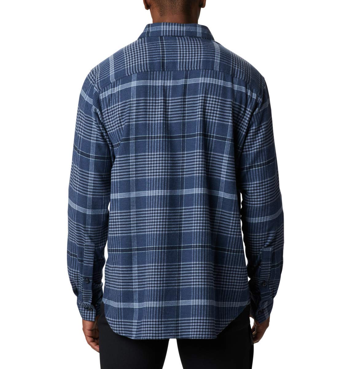 Columbia Mens Cornell Woods Flannel Long Sleeve Shirt, Night Tide Square Plaid, M
