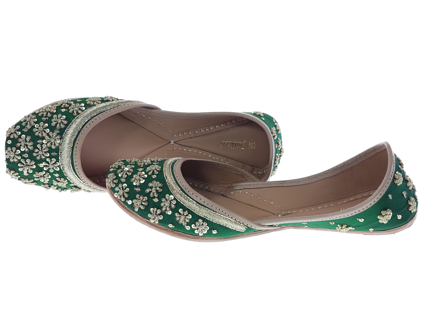 Fulkari Formal Shoes for Women – Elegant & Comfortable Office Wear, Stylish Leather Finish, Cushioned Insole, Ideal for Work, Business Meetings & Formal Events (Green Gold,Size-6)