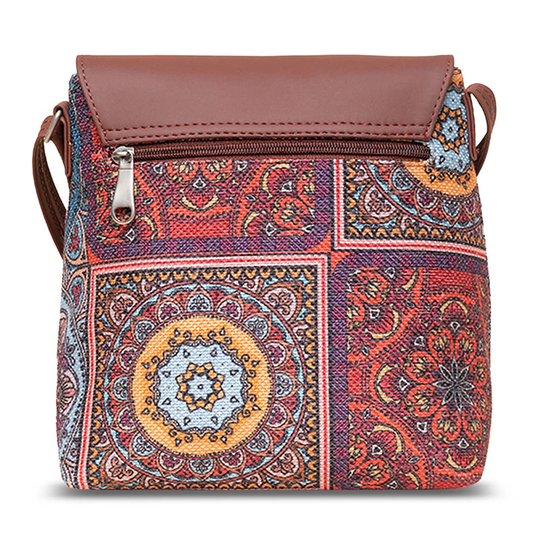ZOUK Flap Sling Bag | Crossbody Bags for Women | Women's Handbags | Stylish | Vegan Leather Evening Bag | Travel & Office Use | Purse and Wallet | Multicolor Mandala Print
