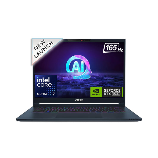 MSI Stealth 14 AI Studio, Intel 1st Gen. Ultra 7 155H,Built-in AI, 36CM FHD+ 165Hz Gaming Laptop(16GB/1TB NVMe SSD/Windows 11 Home/NVIDIA GeForce RTX 4060, GDDR6 6GB/Star Blue/1.7Kg), A1VFG-053IN