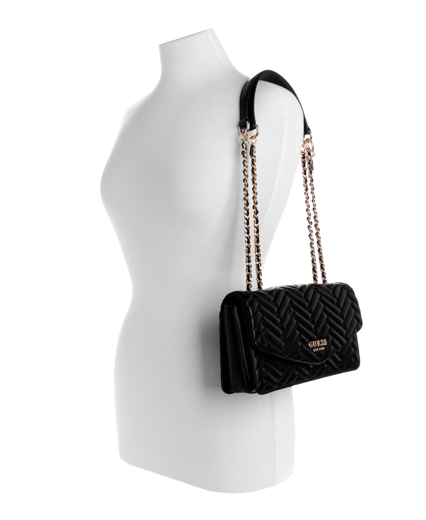 Guess Women's Black Quilted Crossbody Bag| Ladies Purse Handbags | Gift For Ladies