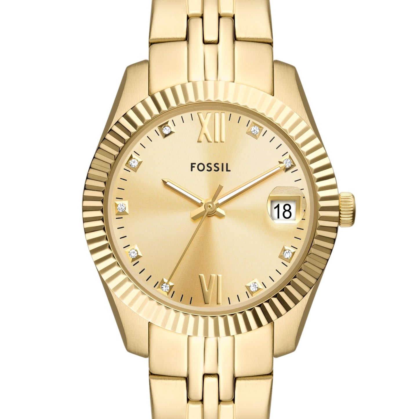 Fossil Analog Women Gold Gold Scarlette Quartz Stainless Steel Watch ES5338