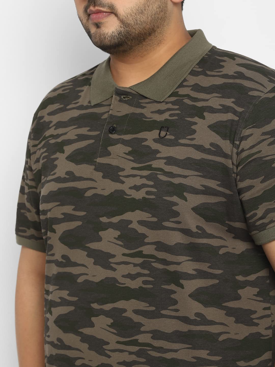 Urbano Plus Men's Green Military Camouflage Printed Regular Fit Cotton Polo T-Shirt (pluspolop-camo-grndgrn-3xl)