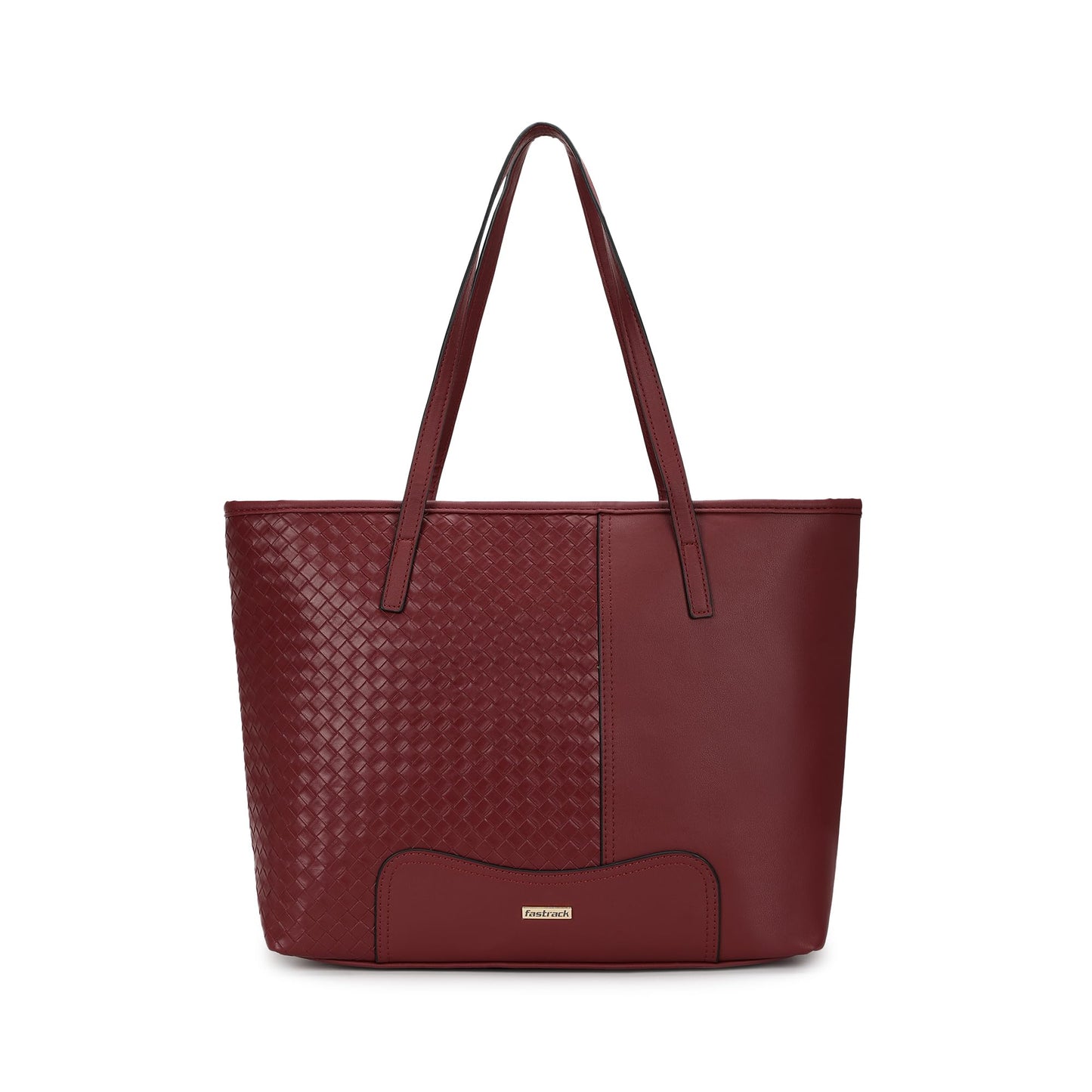 Fastrack Textured Quilted Weaving Tote Bag For Women | Fits Upto 15" Laptop | Trendy Faux Leather Tote With Zip Closure and Comfy Shoulder Straps | Spacious Handbag With Inner Pockets