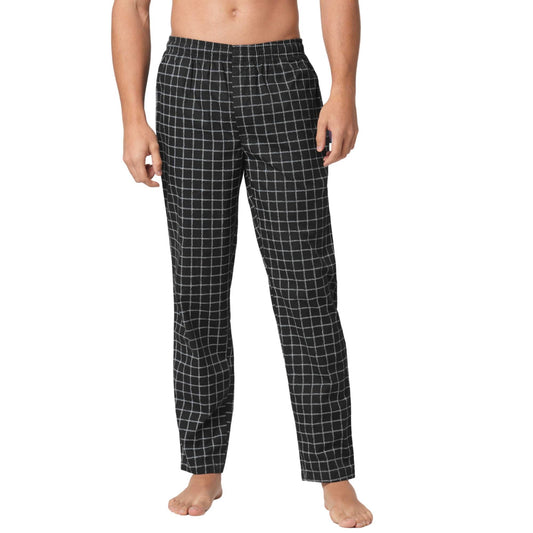 MARKRICH Men's Regular Fit Pure Cotton Solid Pyjama||Elastic Waistband With Drawstring,Casual Pajama||Newly Launched Solid/Printed/Striped/Checkered Pyjama for Men||Black & White PyjamaSize XL