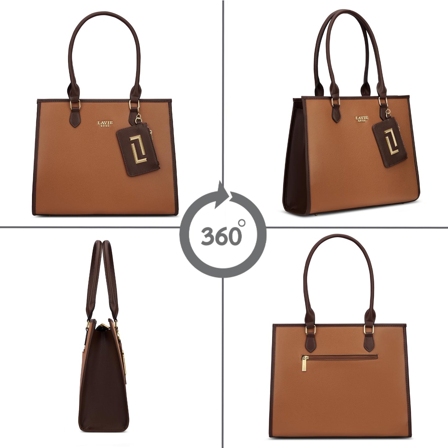 Lavie Luxe Women's Duo Quad Pro Tote Laptop Bag | Tote Laptop Bag for Work | Ladies Purse | Stylish Shoulder Bag | Gift for Women