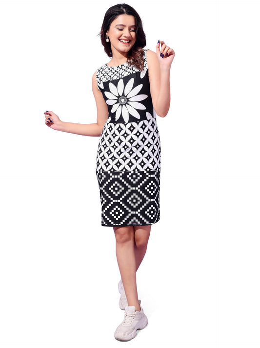 Attire Empire Black & White Women Bodycon Dress