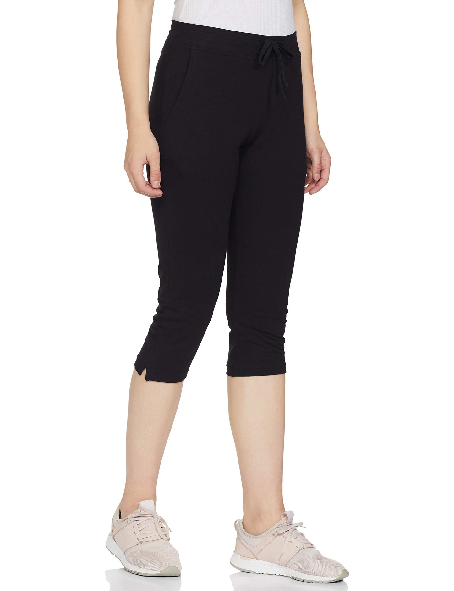 Jockey Women's Slim Fit Cotton Capri Pants (1300-0105-BLACK_L_Black_L)