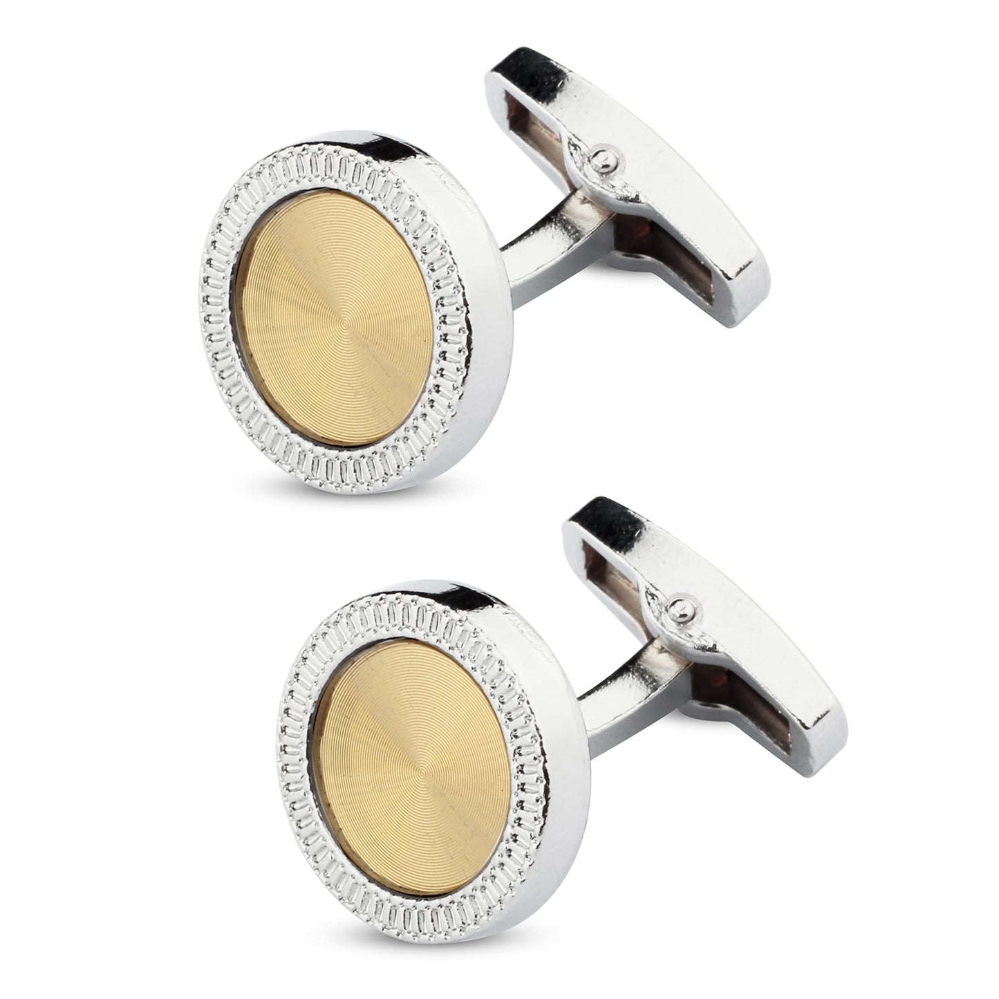 Panjatan Charming Silver and Golden Solid Coloured Cufflinks for Men.