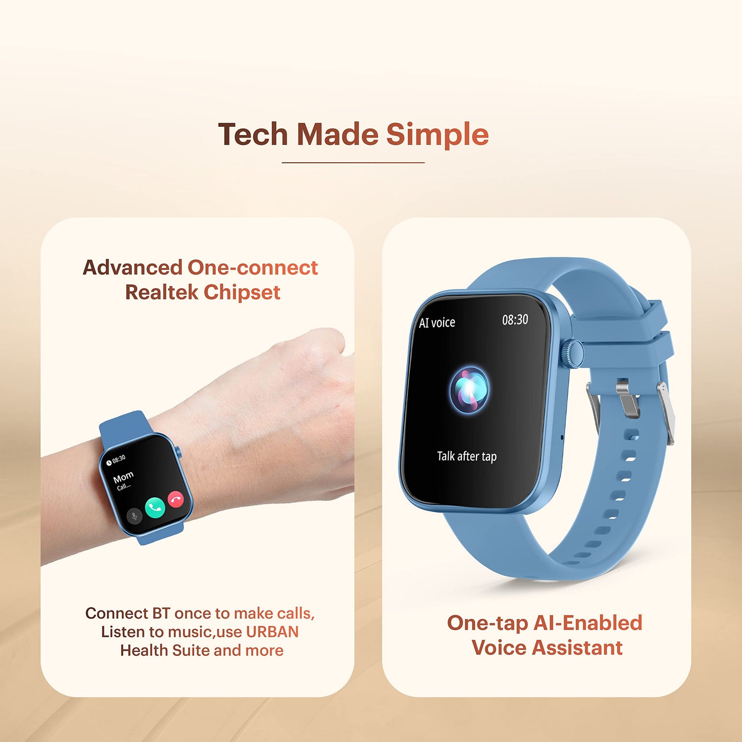 (Refurbished) URBAN Nexus M Smart BT Calling Smart Watch with Massive 2.0" Super HD Display, One-Connect Realtek Chipset, Games, 120+ Sports Modes, 150+ Watch Faces, Dedicated Health Sensors (Cobalt Blue)