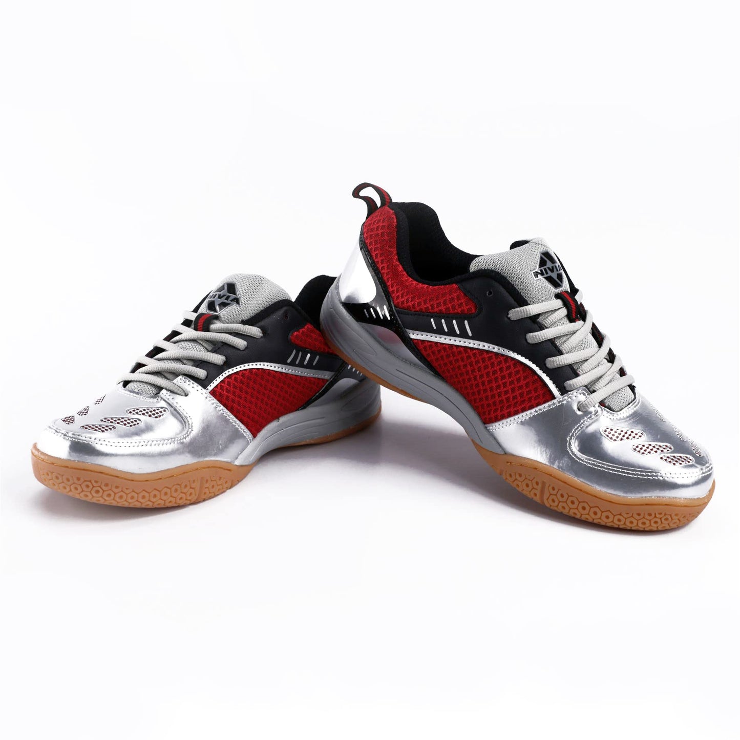 Nivia Appeal Badminton Shoes for Mens|Non-Marking Round Sole with Breathable mesh with PU Coated Synthetic Upper for Sports, Badminton, Volleyball, Squash, Table Tennis (Maroon/SIL), 10