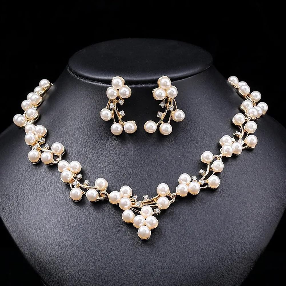 Shining Diva Fashion Women Latest Stylish Design Fancy Pearl Necklace Jewellery Set (15213s)