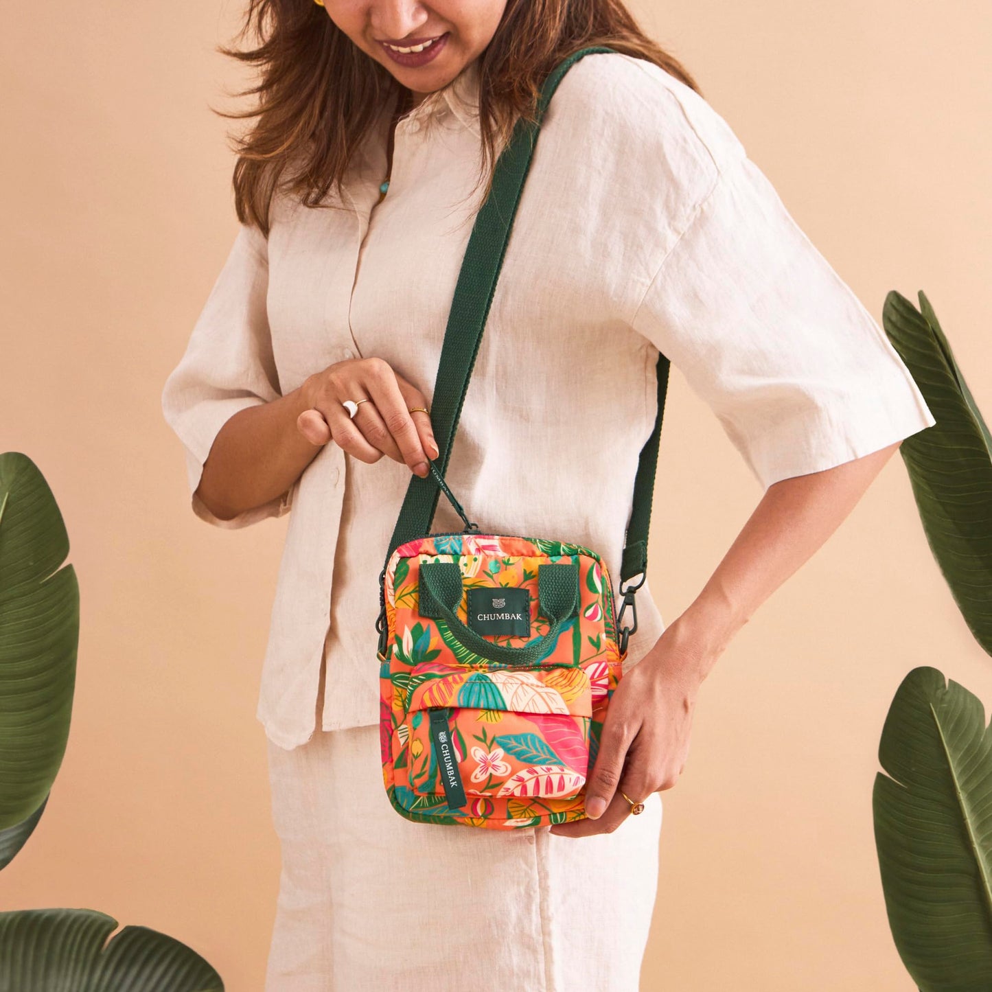 Chumbak Crossbody Sling Bag for Women | Stylish Printed Canvas Box Sling bag | Multipurpose Daily use Bag for Office/College/Travel