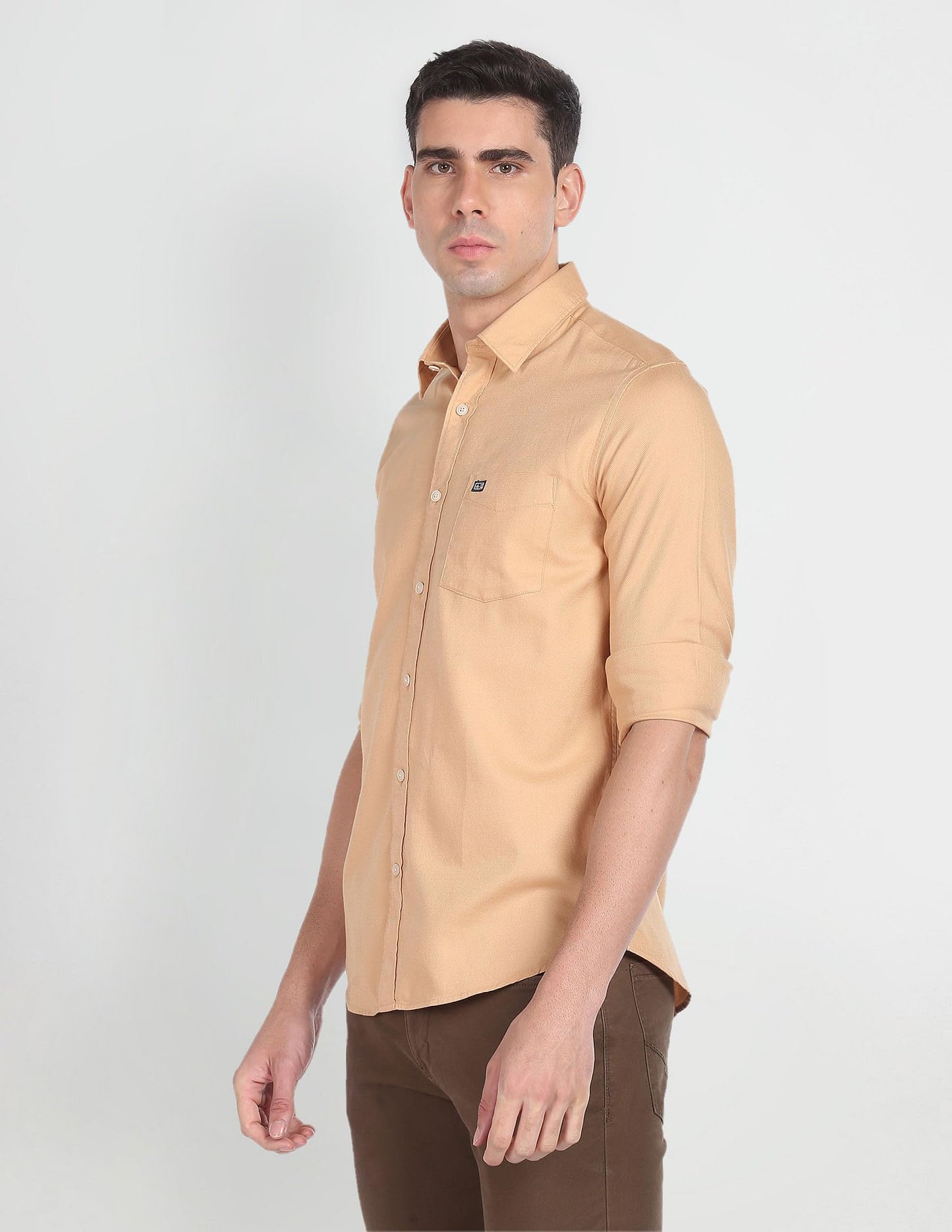 Arrow Men's Structured Full Sleeve Slim Fit Cutaway Collar Cotton Casual Shirt