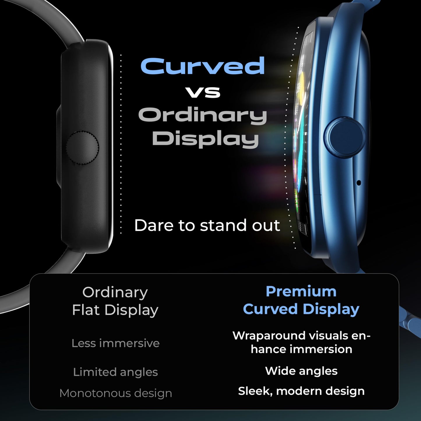 GOBOULT Trail Smart Watch 2.01'' 3D Curved HD Display, BT Calling, Working Crown, 190+Watchfaces, 500 Nits Brightness, AI Voice Assistant, SpO2 Monitoring, 120+ Sports Mode (Metal Black)