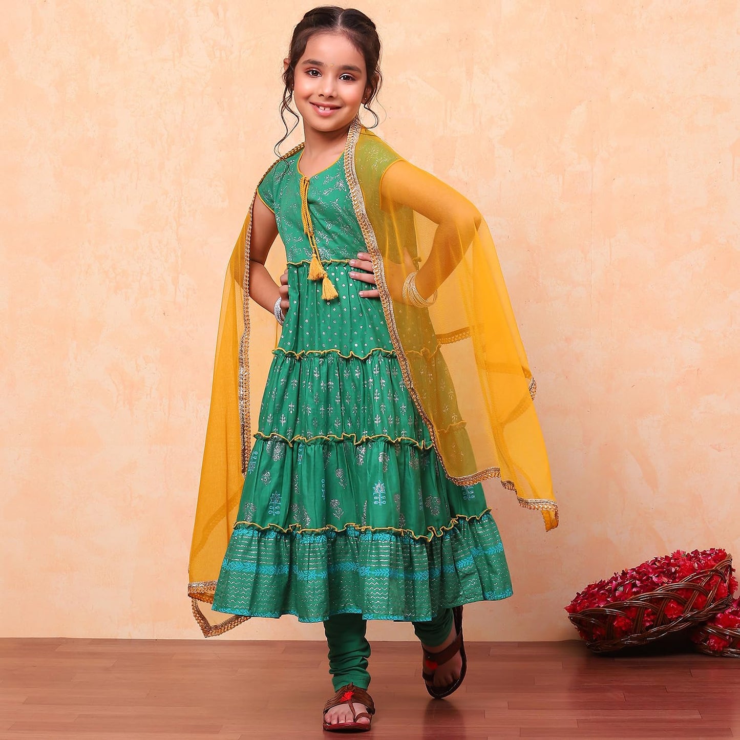 Biba Girl's Cotton Salwar Suit Sets (KW3526EAW24MEDIUM Green
