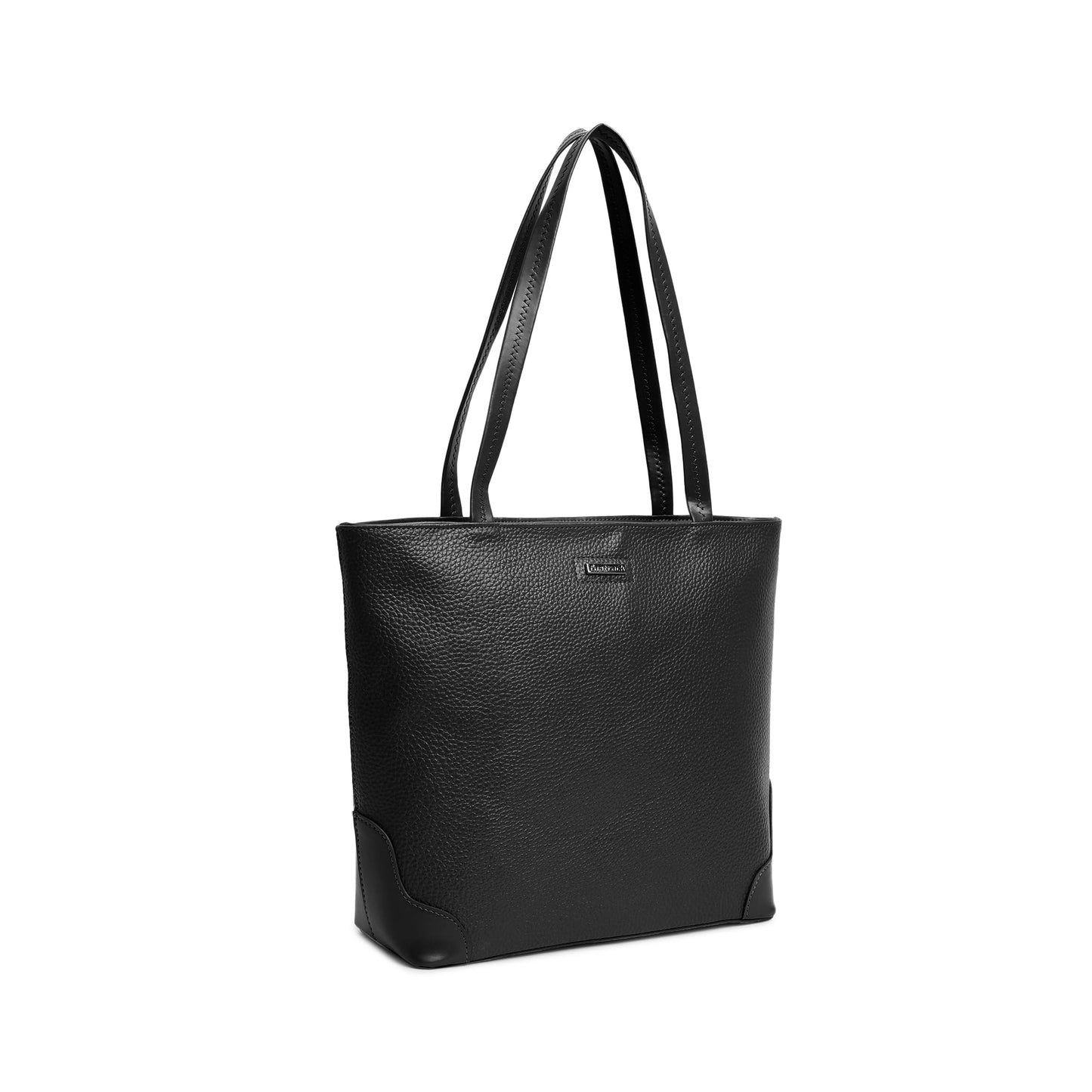 Fastrack Stylish Textured Tote Bag for Women | Trendy Casual Bag for Ladies, Women, Girls | Everyday College Bag Made of Faux Leather (Black)
