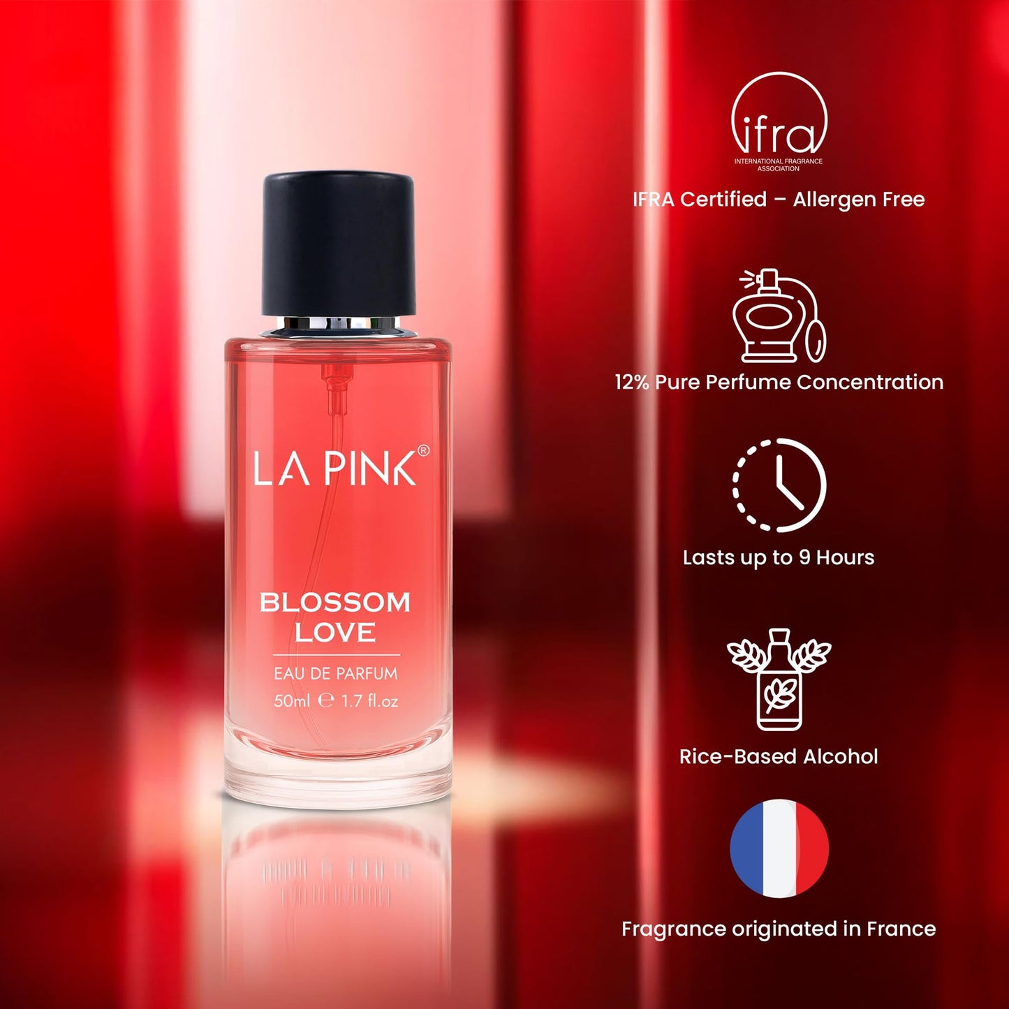 La Pink Blossom Love EDP Perfume for Woman & Man | Rose, Citrus, Fruity & Amber Notes | Long Lasting Unisex Luxury Fragrance for Men & Women | 50ml