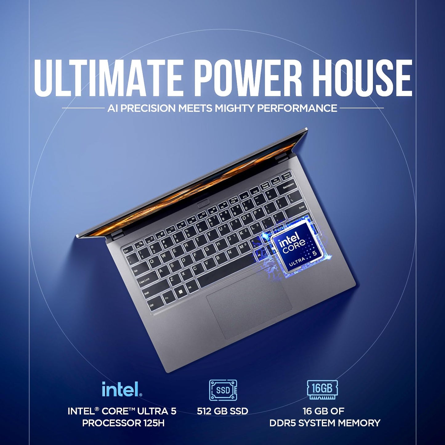 acer AspireGo14,Intel Core Ultra5 125H(14thgen) AI Processor,16 GB/512 GB, WUXGA IPS, 14.0"/35.56 cm, Win 11 Home, MS Office, Steel Gray, 1.5 kg, AG14-71M,Privacy Shutter,Backlit KB, Premium Laptop