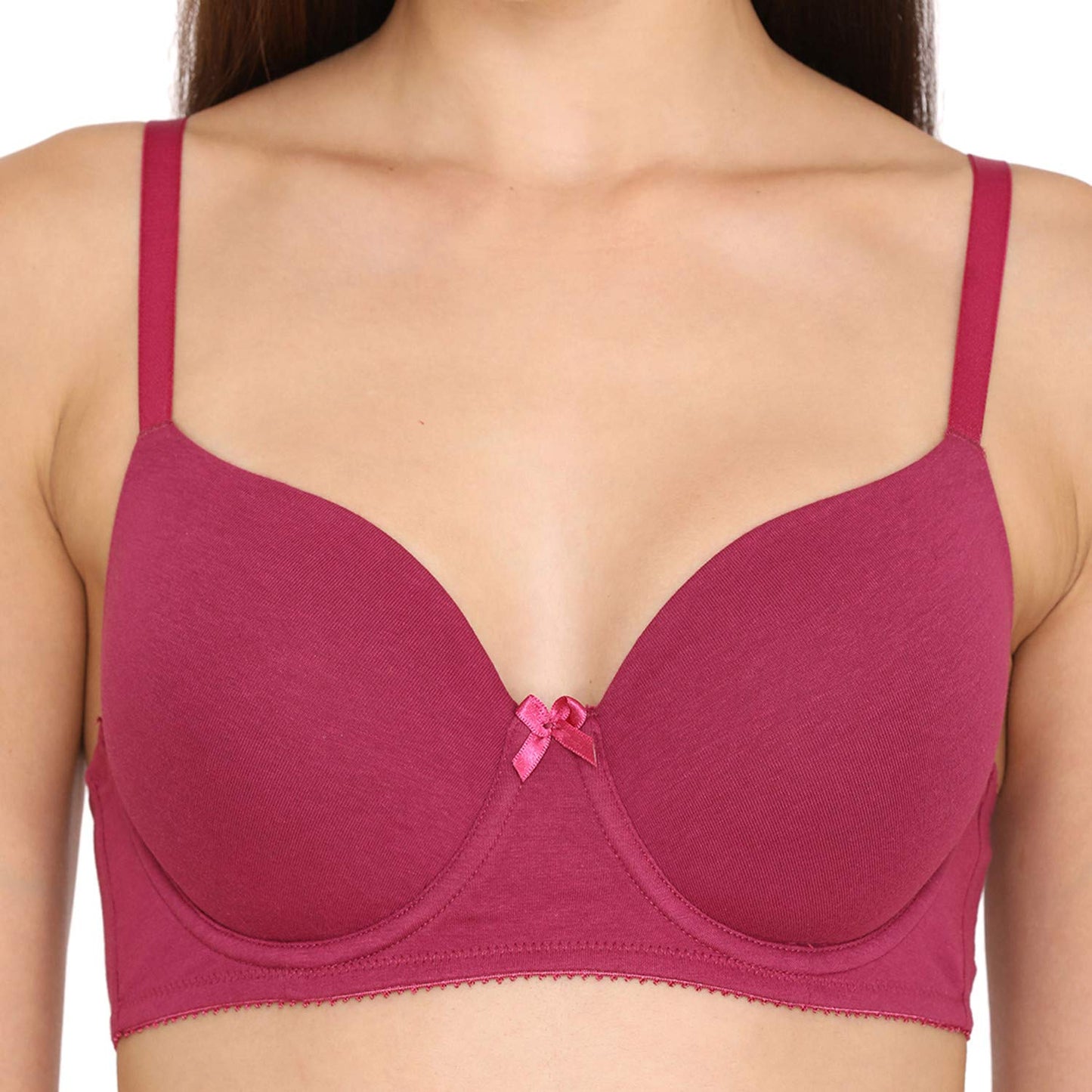 Zivame Women's Cotton T-Shirt Underwired Bra (ZI1135-Raspberrry Radiance_Pink_34D)