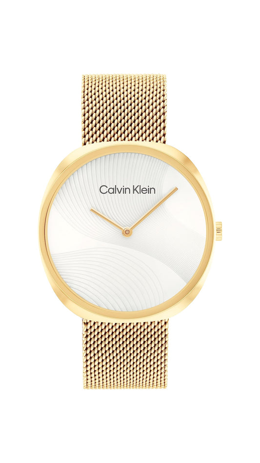 CALVIN KLEIN Sculpt Qtz Basic Silver White Round Dial Women's Watch|Stainless Steel Material|Multi Color Band - 25200246