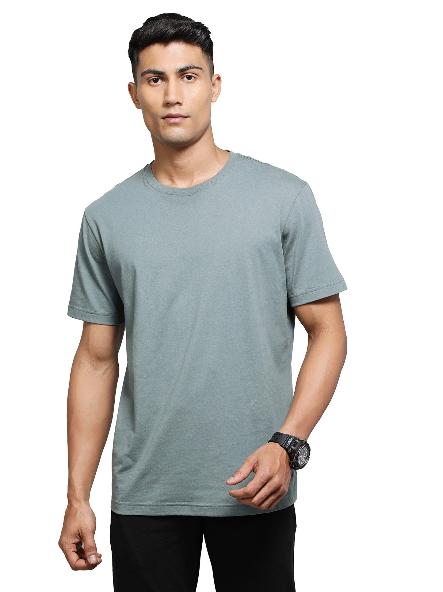 Jockey Men's Super Combed Cotton Rich Solid Round Neck Half Sleeve T-Shirt_Style_2714_Balsam Green_XXL