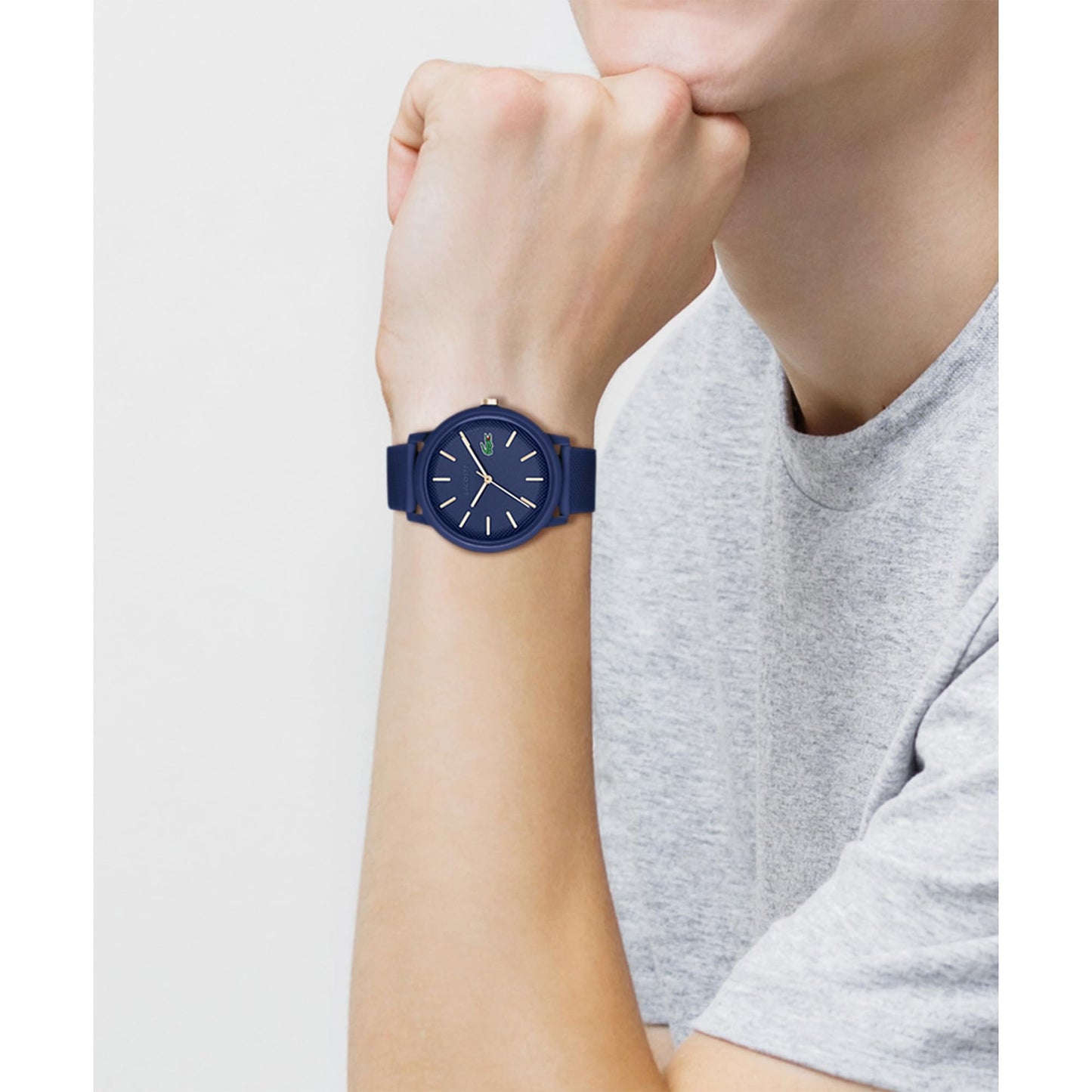 Lacoste Lacoste.12.12 Qtz Basic Blue Round Dial Men's Watch|Blue Silicone Material|Multi Color Band - 2011234