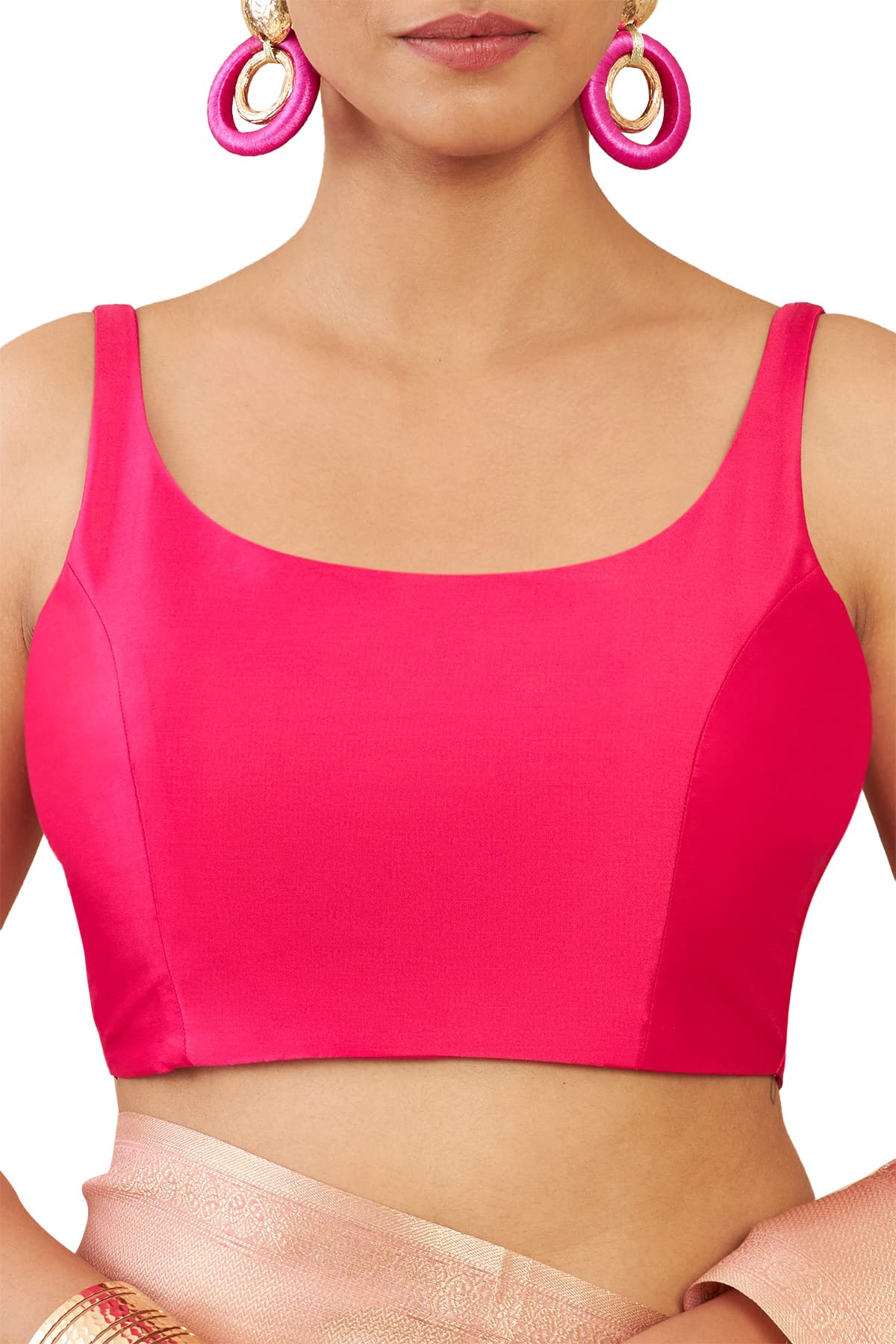 Soch Women Pink Art Silk Sleeveless U-Neck Regular Fit Blouse