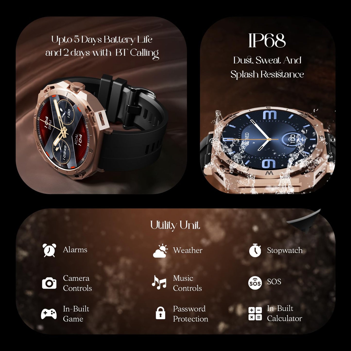 boAt Enigma Z20 Smart Watch w/ 1.51" (3.8 cm) HD Display, Luxurious Metal Body Design, Save up to 250 Contacts,SOS, Password,Built-in Games,Voice Assistant,HR & Sp02 Monitoring,IP68(Jet Black)