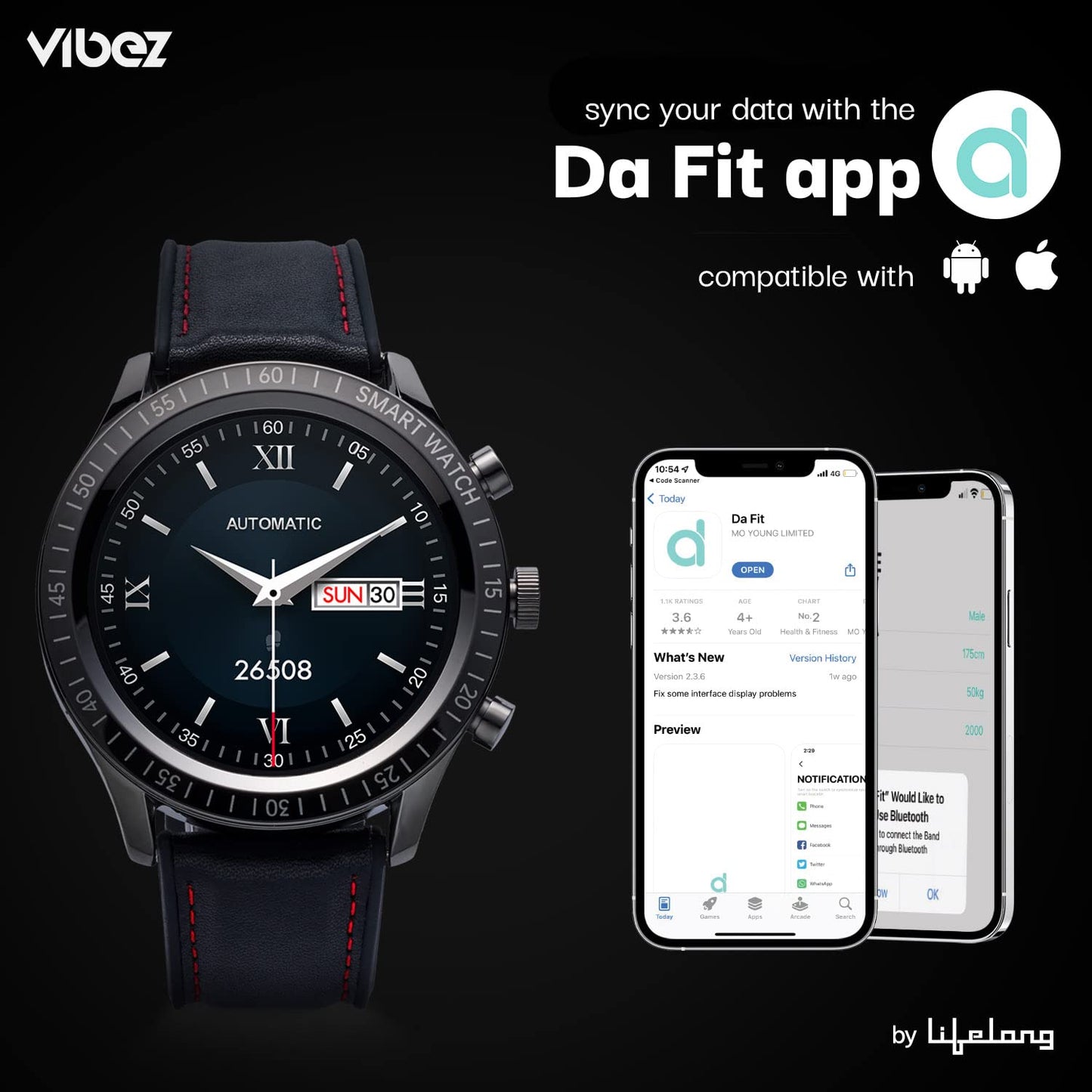 Vibez by Lifelong Urbane Smartwatch with 3D UI 1.32"HD Display|24x7 Heart Rate & Blood Oxygen Tracking|8 Sports Mode|Sleep Monitor|IP67 Waterproof|7 days Battery Backup(1 Year Manufacturer Warranty, VBSWM360, Black)