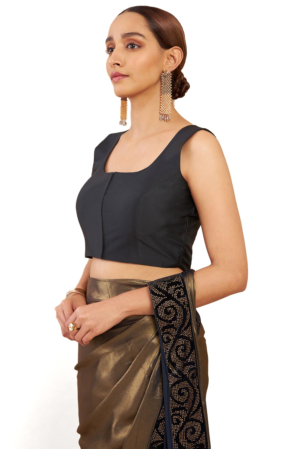 Soch Women's Solid Regular Fit Blouse (BLSLTBU00207_Black 32)