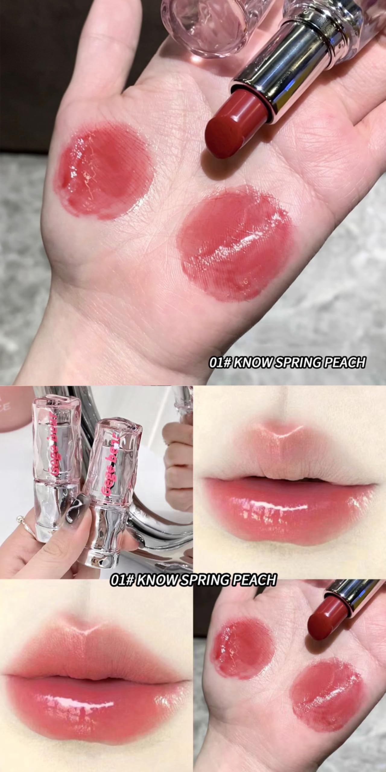 Gege Bear Light and Hydrating Lipstick for Women – Lightweight, Moisturizing, | Available in 6 Shades | Long-Lasting, High-Pigment Lip Gloss | Hydrating and High Shine Makeup | A Perfect Mix of Lip Balm & Lip Tint | (06-VINTAGE RED PEAR, 3.8g)