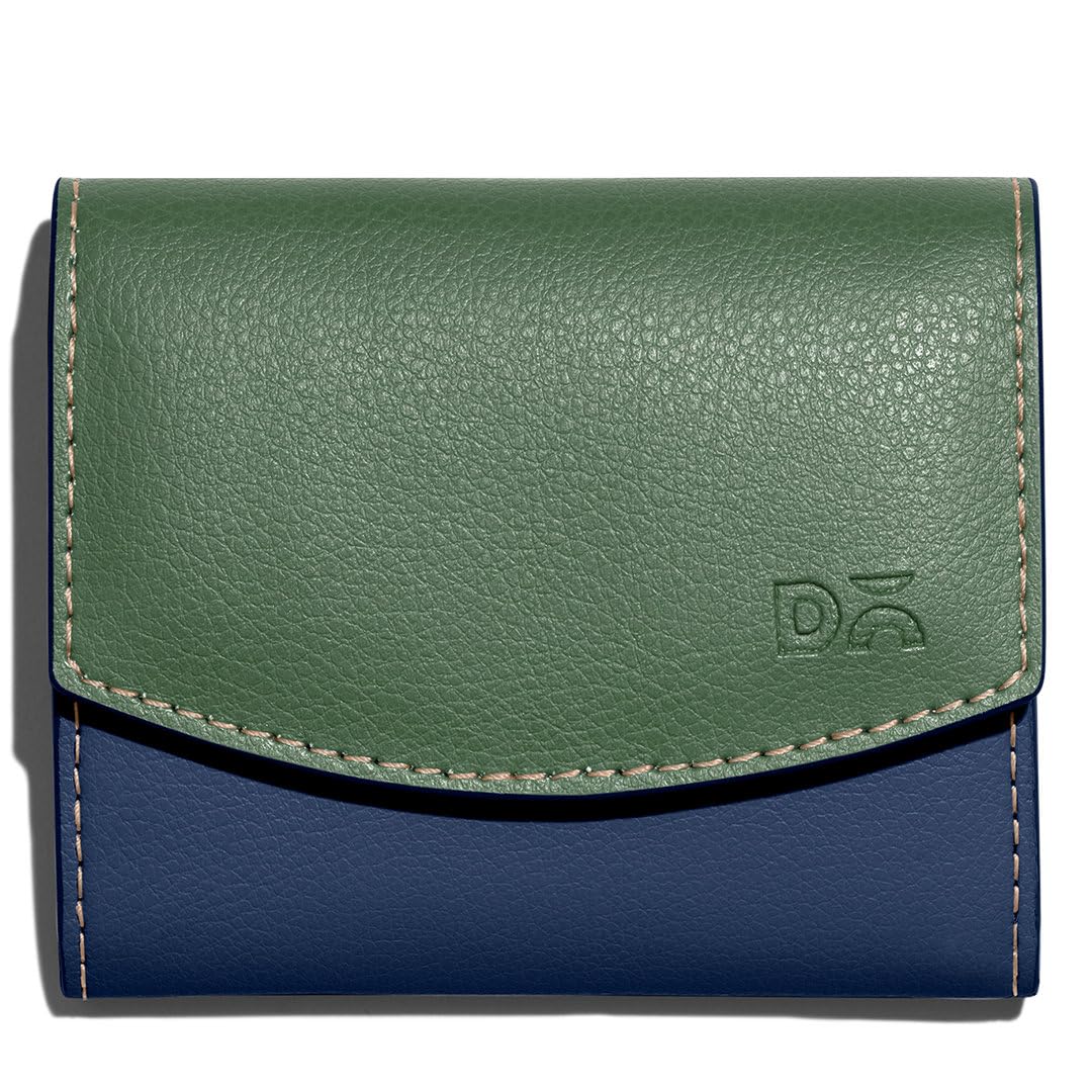 DailyObjects Women's Vegan Leather Flip Top Card Wallet with Button Closure - Holds up to 5 Cards [Space Blue]