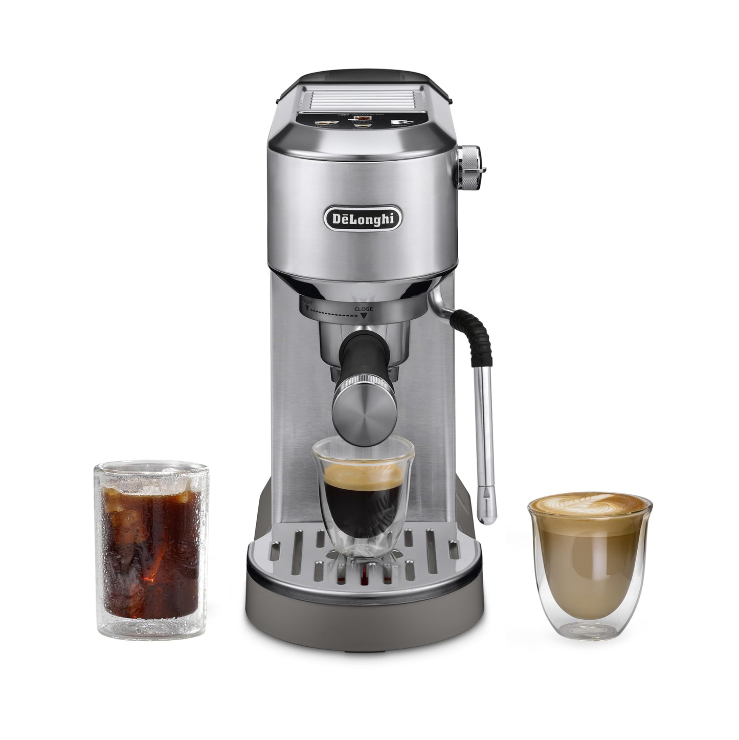 DeLonghi Dedica EC890 Compact Espresso machine - Stainless Steel Coffee Maker with Milk Frother Steam Wand- for Espresso, Cold brew, Hot and Iced Coffee, Cappuccinos, Latte and more (Metal)