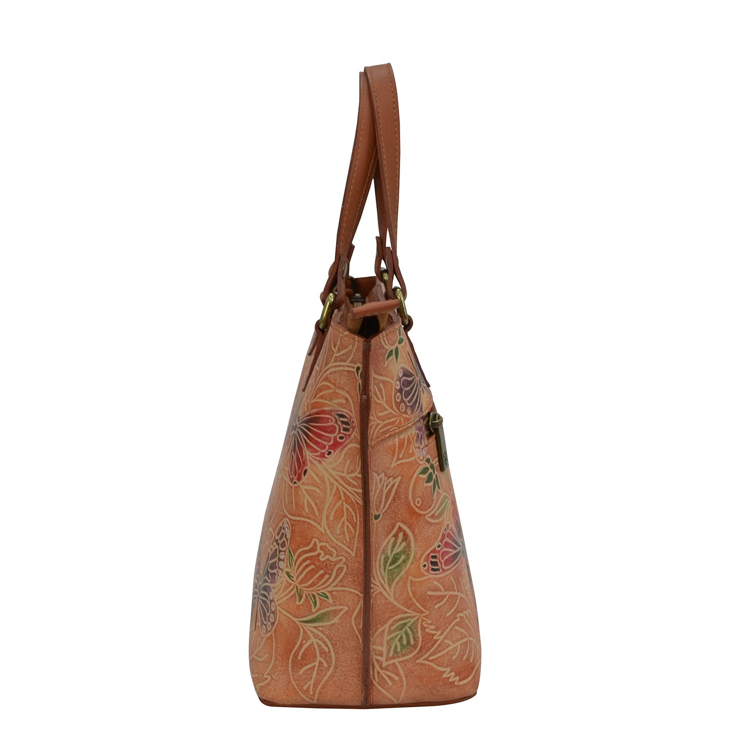 Anuschka Women's Pure Vegetable Tanned Leather Medium Tote - Tooled Butterfly Multi