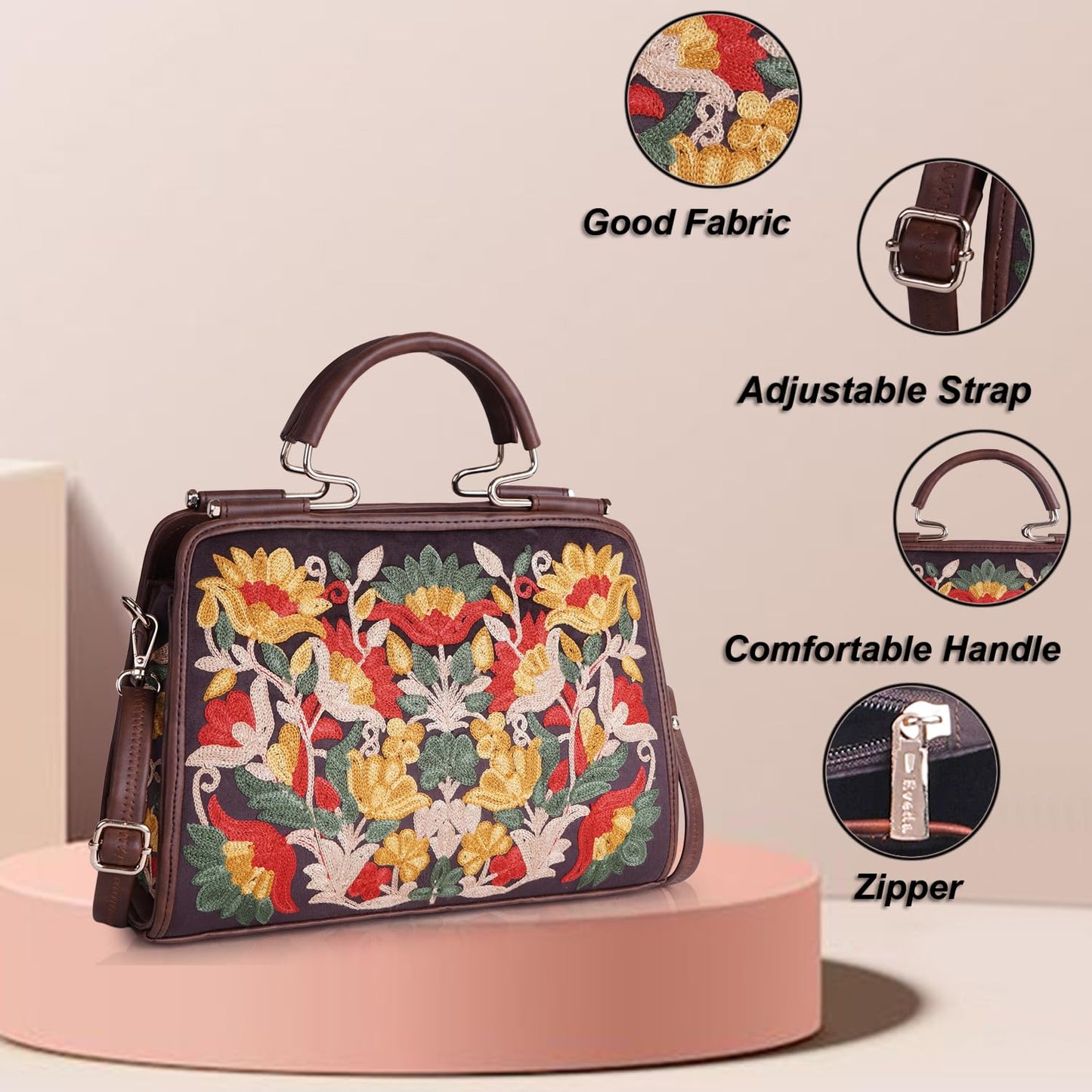 EVEDA Synthetic Leather Stylish Trendy Design Shoulder Crossbody Hobo Women Handbag, Multicolour