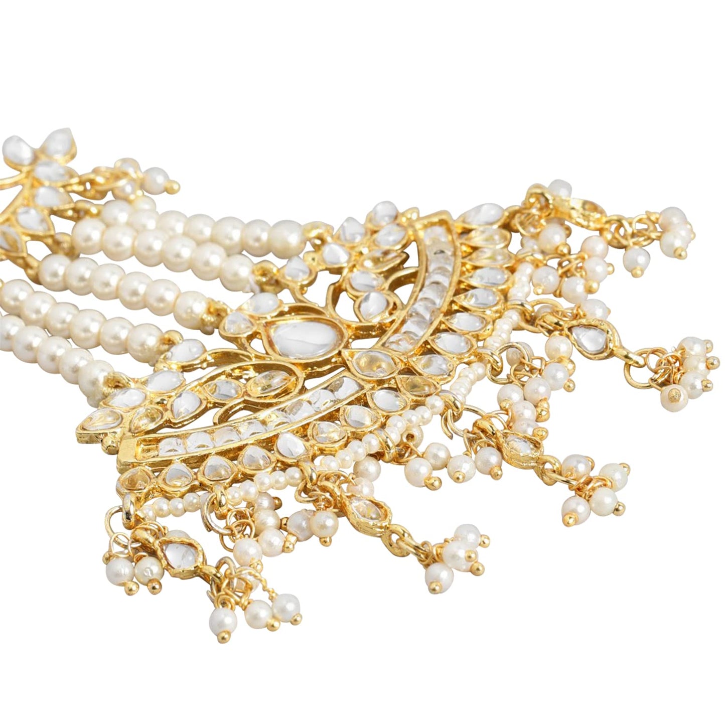 Peora Gold Plated Kundan & Pearl Pasa/Hair Kalank Traditional Jewellery for Women