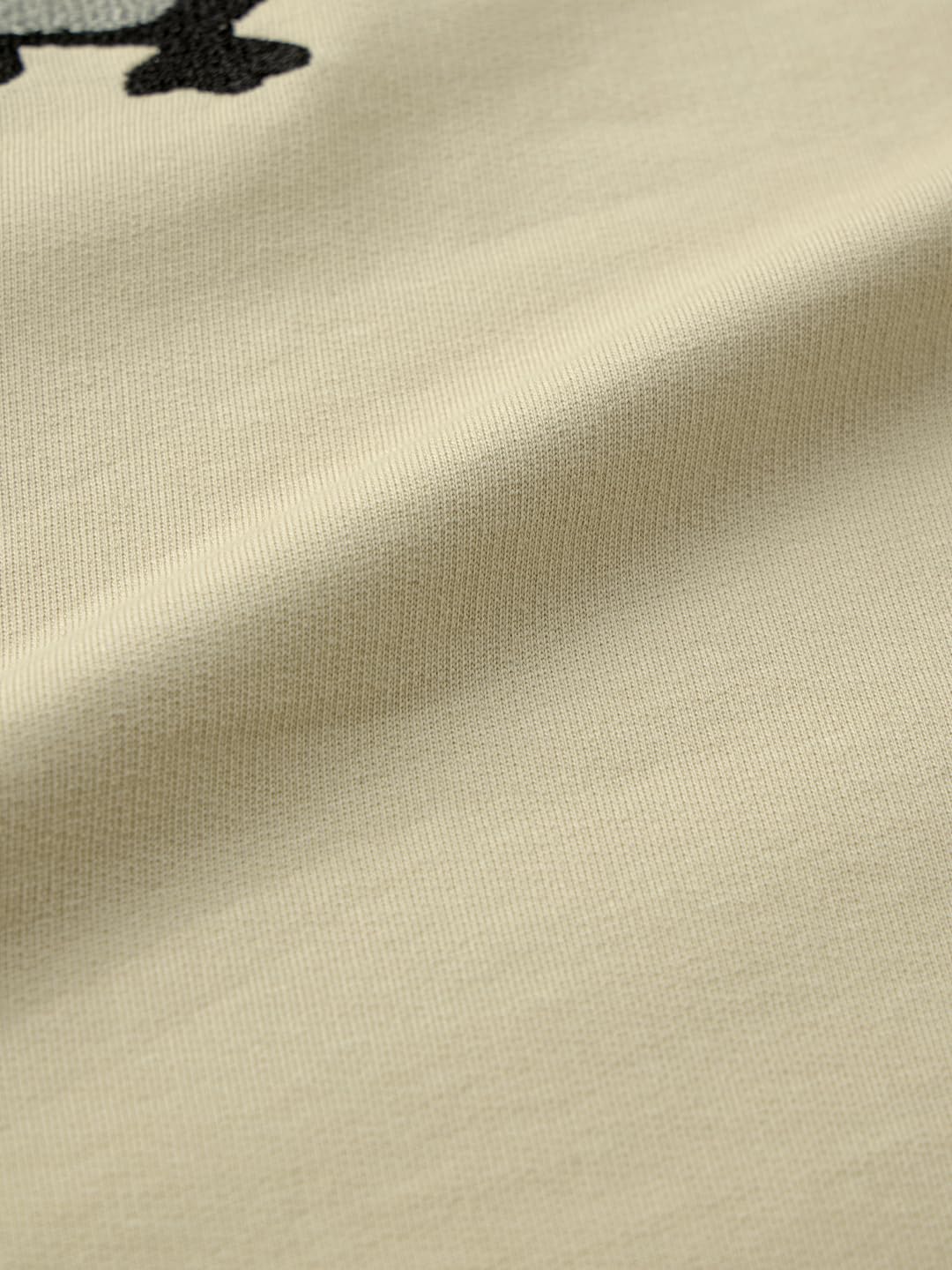 The Souled Store Oversized T-Shirt: to Main Kya Karu Men and Boys Short Sleeves Round Neck Beige Embroidered Casual Wear Oversized T-Shirt