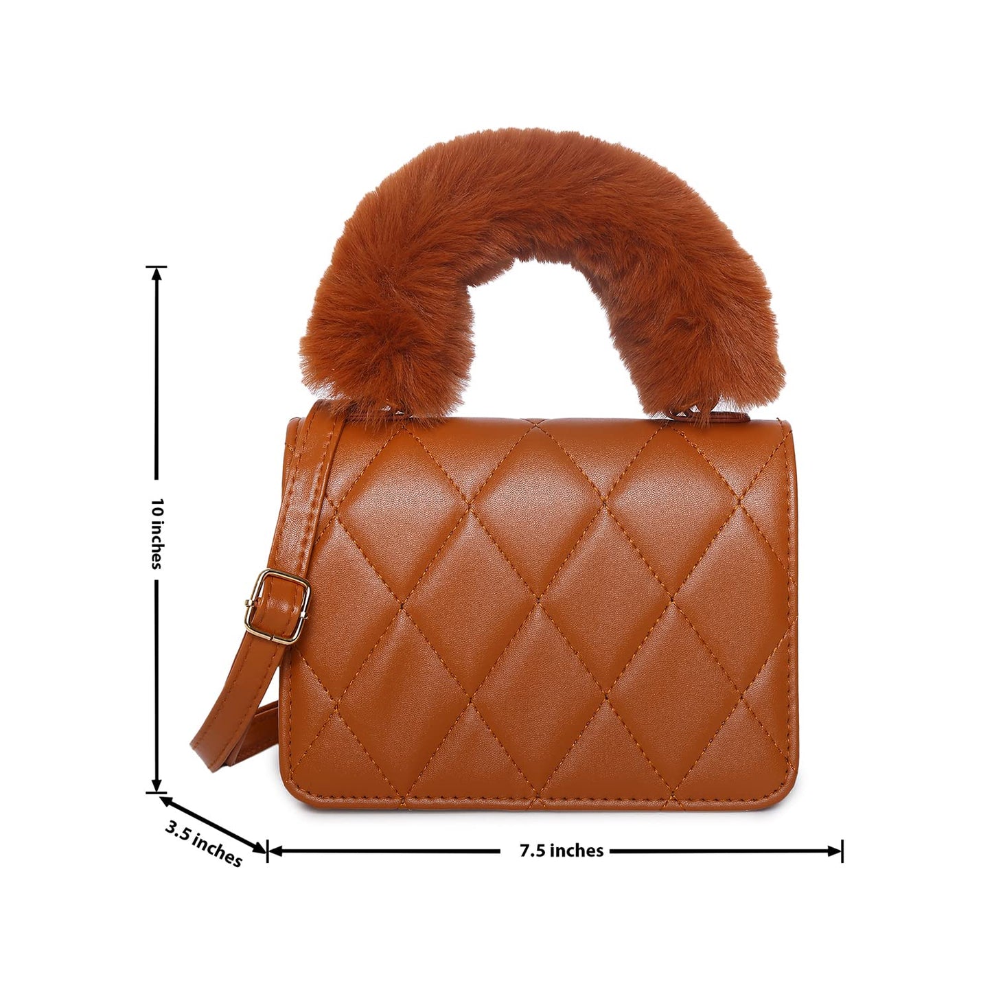 Haute Sauce Quilted Magnet Lock Hand Bag with Fur Handle (AZ_HSHB1012)