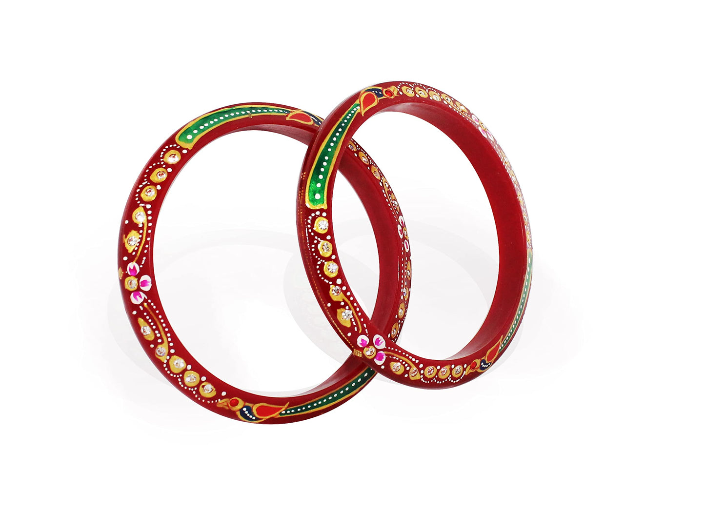 Sahajanand Ornaments Ltd Women Chudi | Bangles | Thanksgiving | Gift For Loved-One | Set Of 2 | All Occasions | Dailywear Shining Warrantee (20 K Gold With Certificate (Red, 2-4)