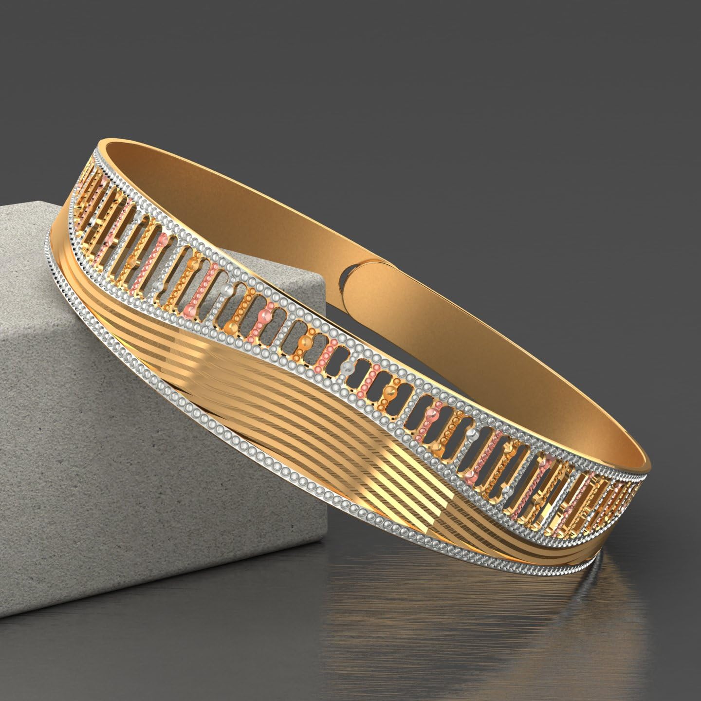 CYGNI BANGLES Womens Luxury Bracelets 18kt Yellow Gold Gold Plated CNC, Bracelet for Women Traditional Design Froming Jewelry (LBR-13)