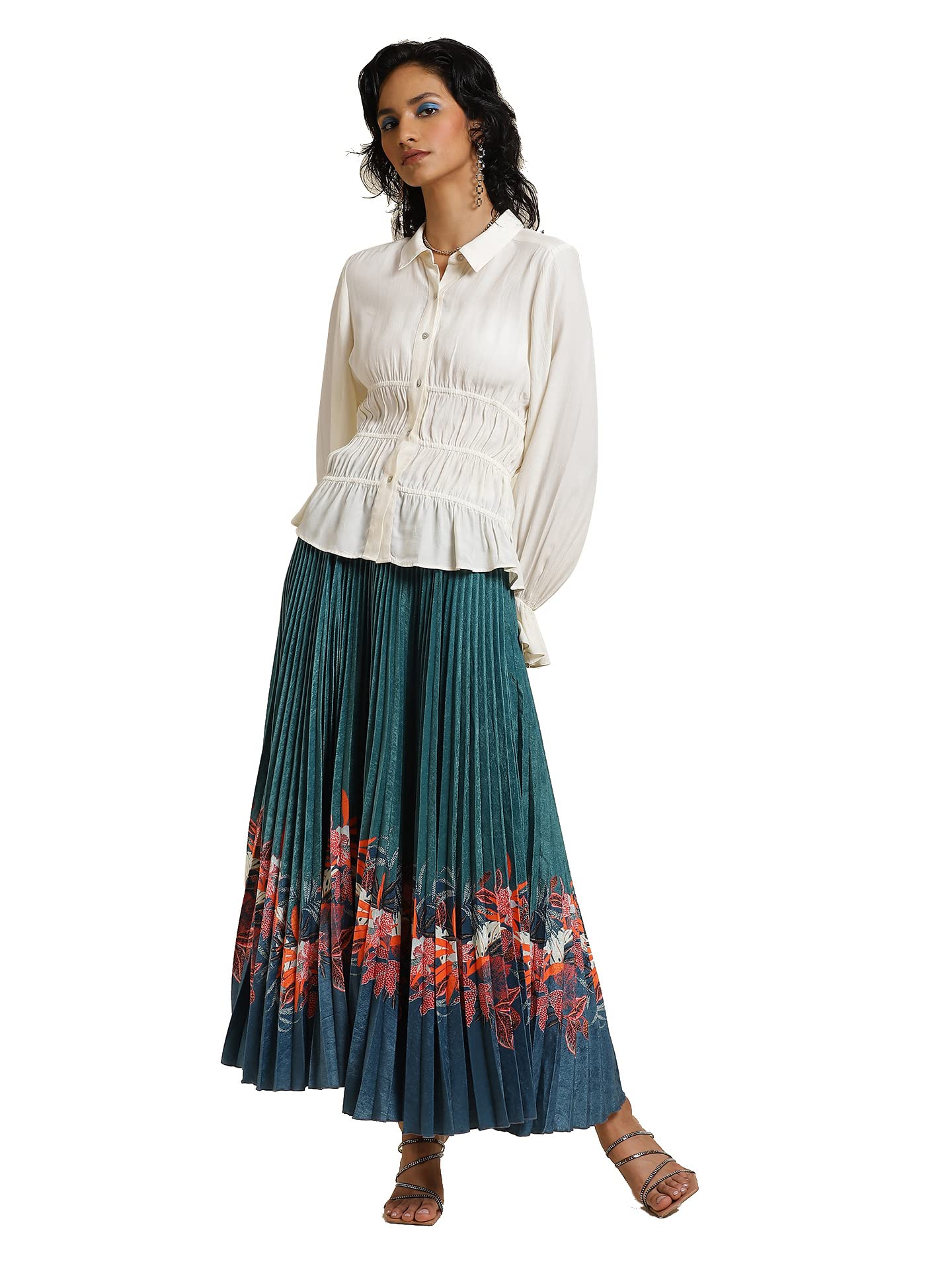 Label RITU KUMAR Off White Collar Neck Full Sleeves Shirt