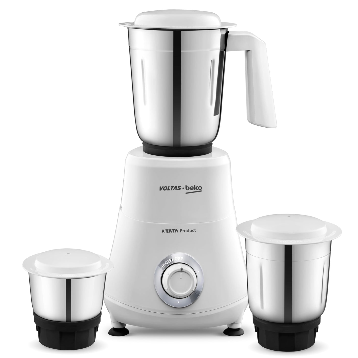 Voltas Beko, A Tata Product Powerfull 500 W Mixer Grinder with GrindX Technology (G5003HP-WH | 3 Jars | White)
