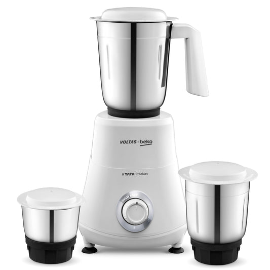 Voltas Beko, A Tata Product Powerfull 500 W Mixer Grinder with GrindX Technology (G5003HP-WH | 3 Jars | White)