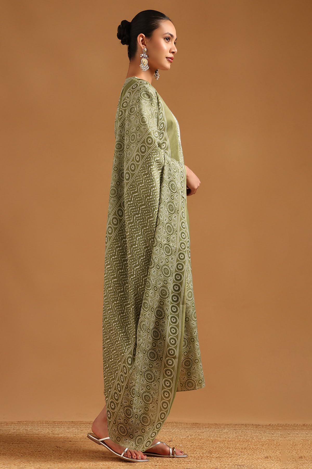 Soch Womens Green Polyester Ethnic Motifs Salwar Suit With Faux Mirror