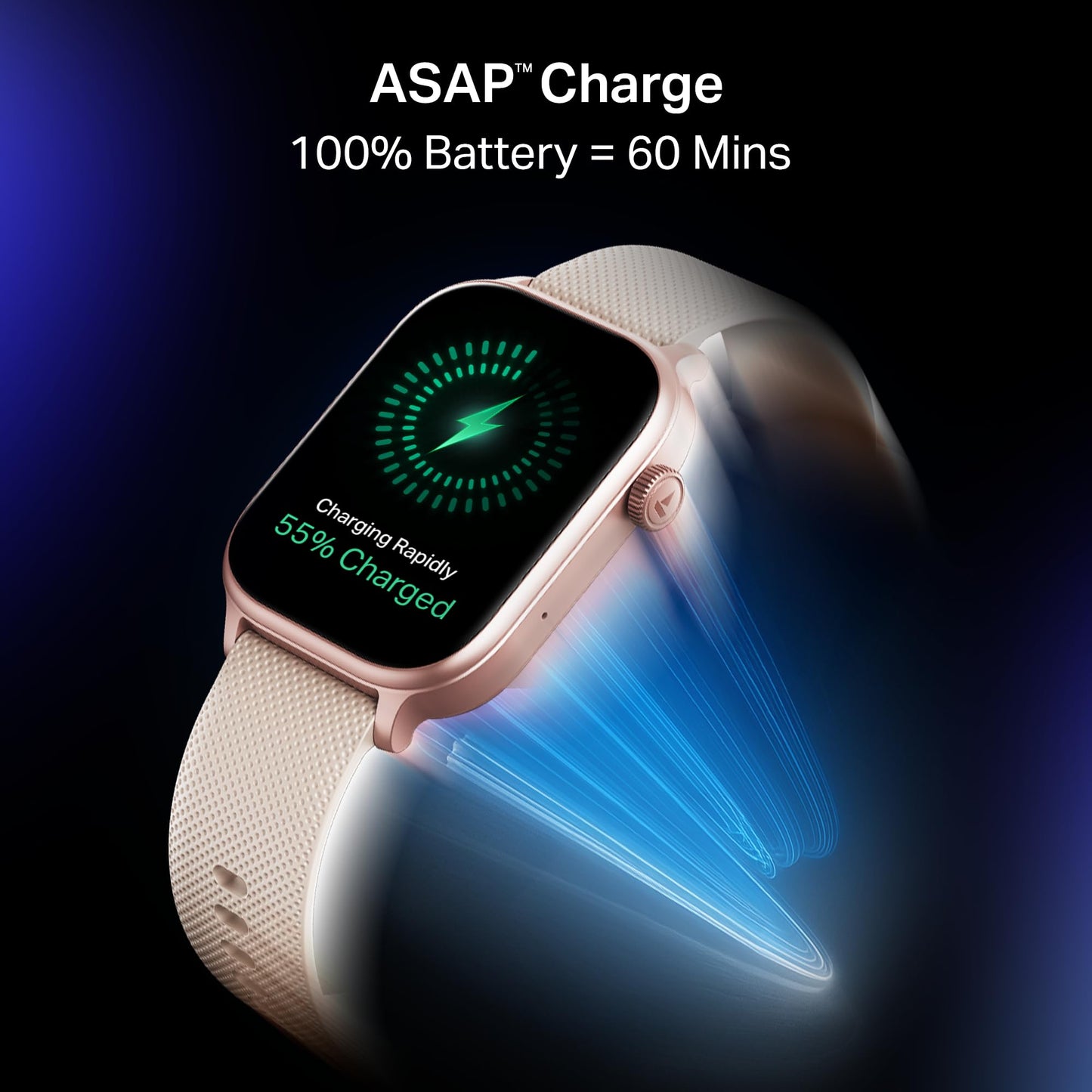 Boat Storm Infinity Plus Smartwatch with 20 Days Battery, ASAP™ Charge, 4.97 cm HD Display, Functional Crown, Multiple Sports Modes, BT Calling, SOS, IP68, Heart Rate & SpO2 Monitor (Cherry Blossom)