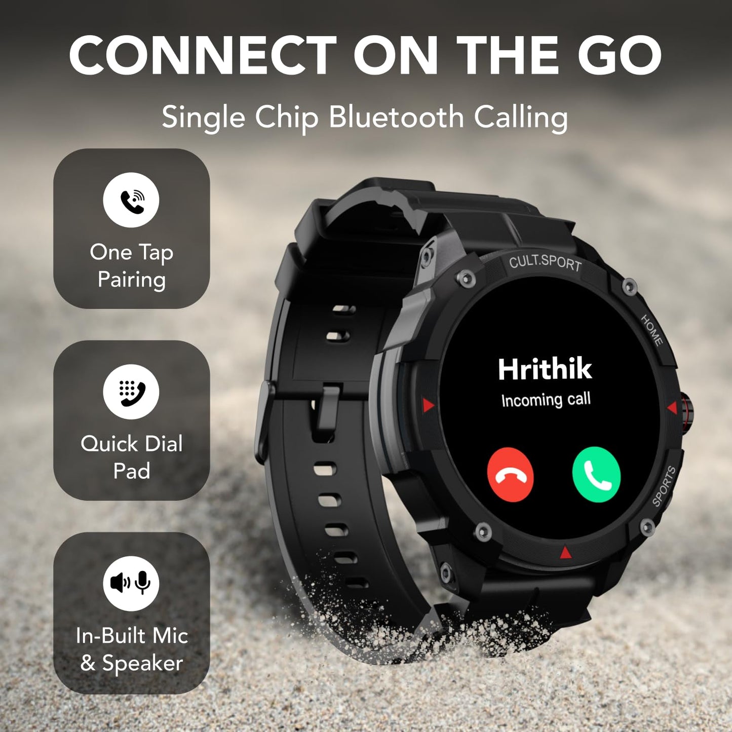 (Refurbished) Cultsport Ranger XR 1.43" AMOLED Smartwatch, Outdoor Rugged Smartwatch for Men, 850 NITS, Always On Display, Bluetooth Calling, 420mAh Battery, Sports Recognition, Health Tracking, Round Digital Watch